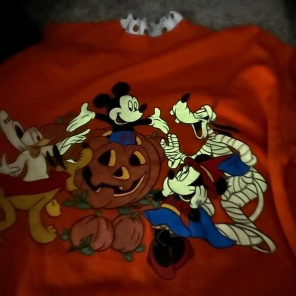 VTG 90s Women's GLOW IN THE DARK Mickey Unlimited Halloween Graphic Crewneck 2XL - Picture 2 of 12